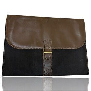 Dunhill France Brown Black Leather Laptop Briefcase Clutch Bag 15x11 Unisex